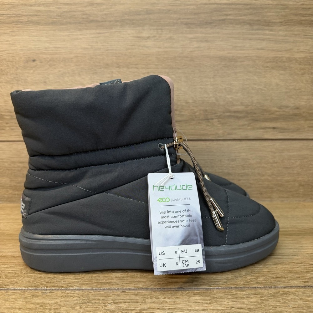 Hey Dude Margot Eco Charcoal Gray Mid Ankle Winter Boots Women's Size 8 EU 39